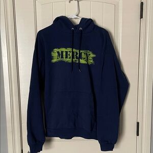 Hanes Dark Blue Hoodie with Bright Green Design